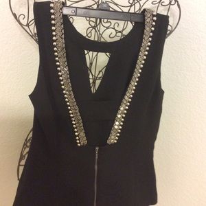 Gorgeous black beaded top. Peep chest